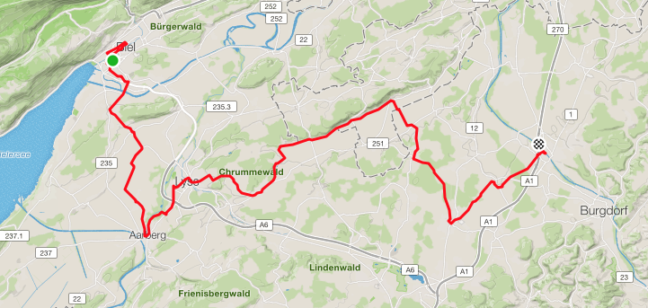 Die Strecke vom 56 km langen Nacht Ultramarathon